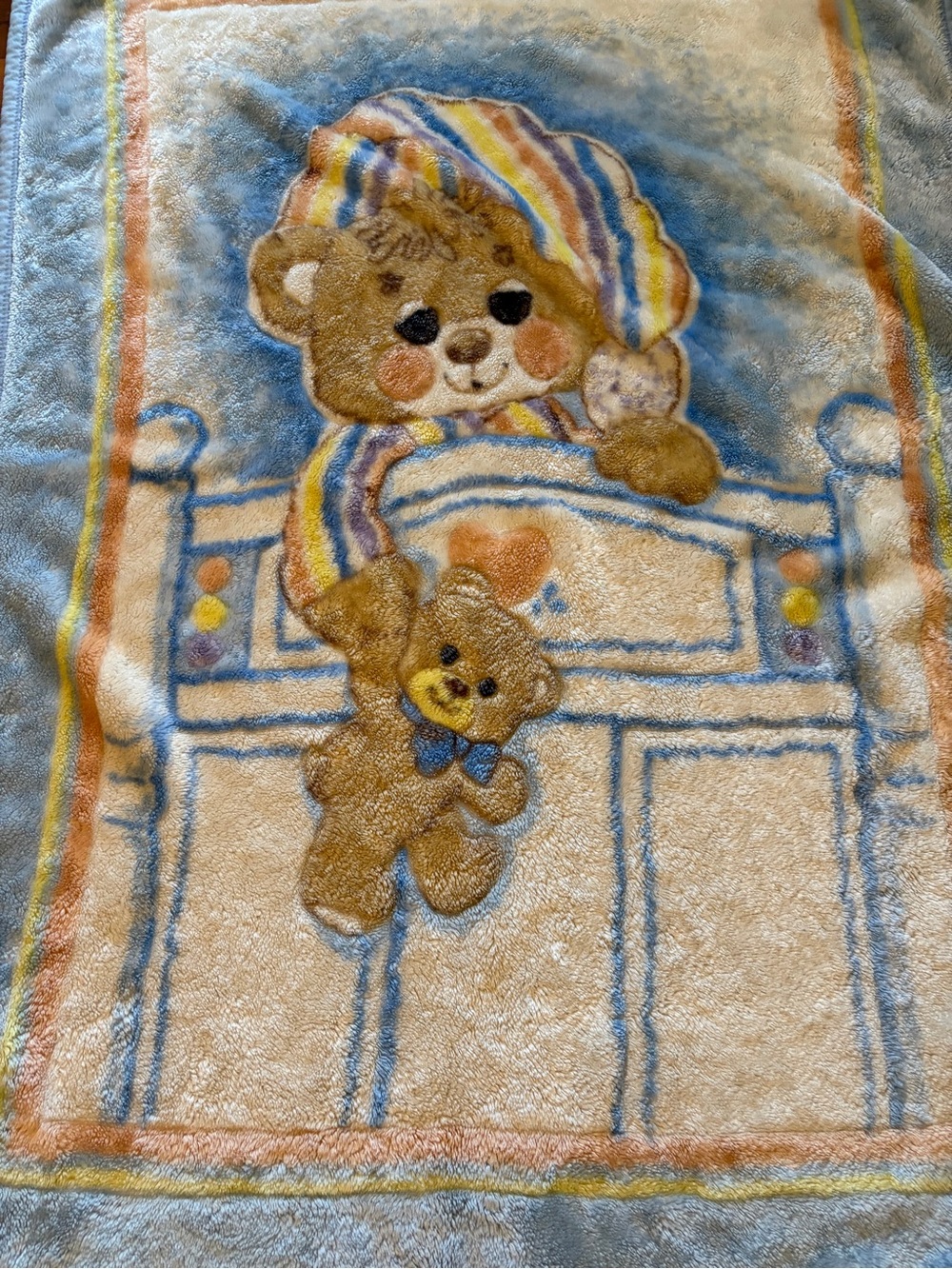 Vintage Iconic Teddy Bears Fleece Crib Blanket 1980’s Super Baby 52x38